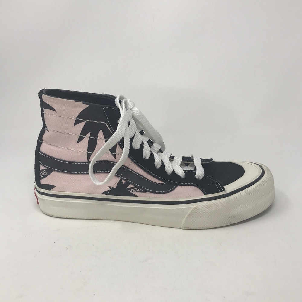 VANS Palm Trees‎ Pink Hi-Top SK8 Unisex Women's Size 6.5 Men's 5 Suede Canvas